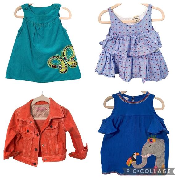 Oshkosh B’gosh & Mudpie Girls dresses Jacket bundle of 4 size 18 mos / 2T - Picture 1 of 14